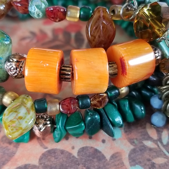 NWT Semi-precious Stone Beaded Wrap Bracelet - Picture 7 of 16